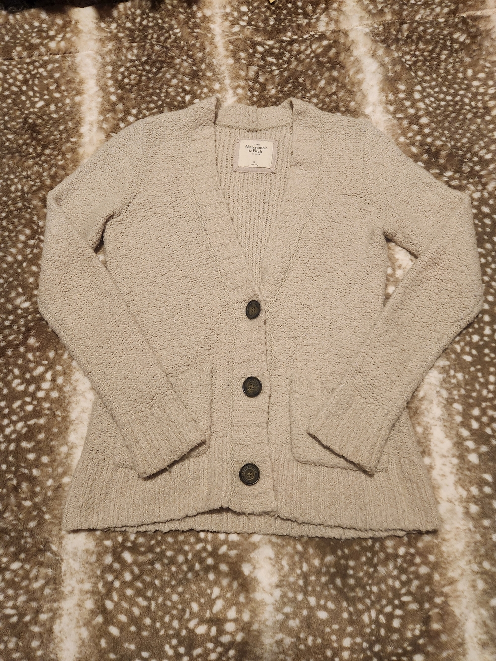 Abercrombie and Fitch oatmeal wool blend v neck cardigan vintage Y2k